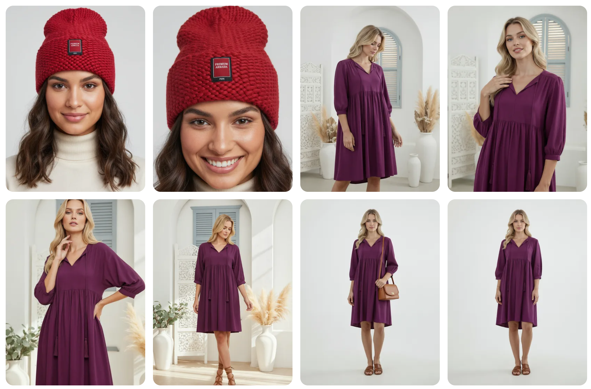 Grid of AI-generated fashion model photos from competitors